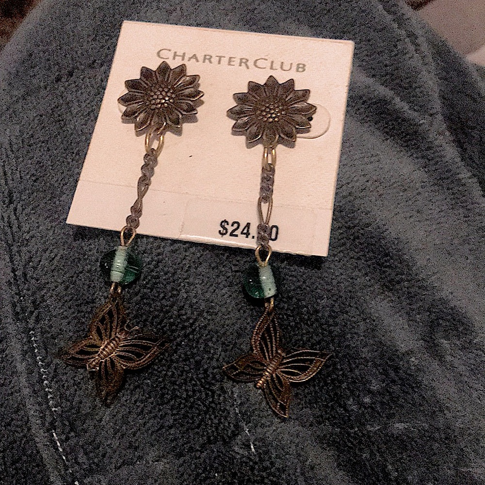 Dangle sunflower butterfly earrings